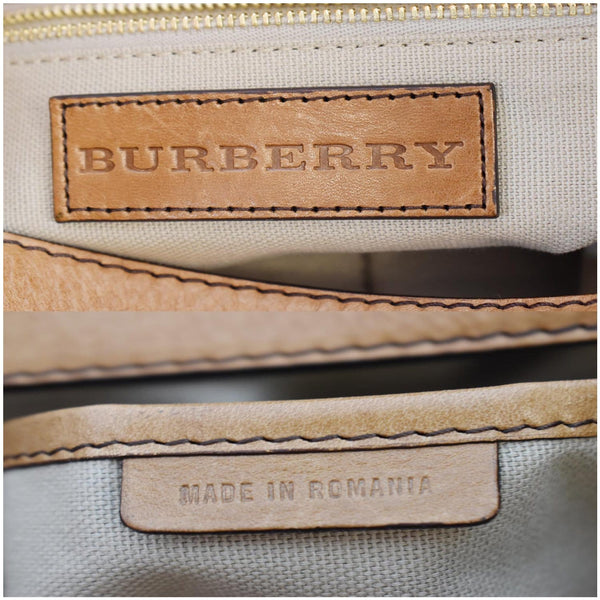 BURBERRY House Check Leather Hobo Bag Brown