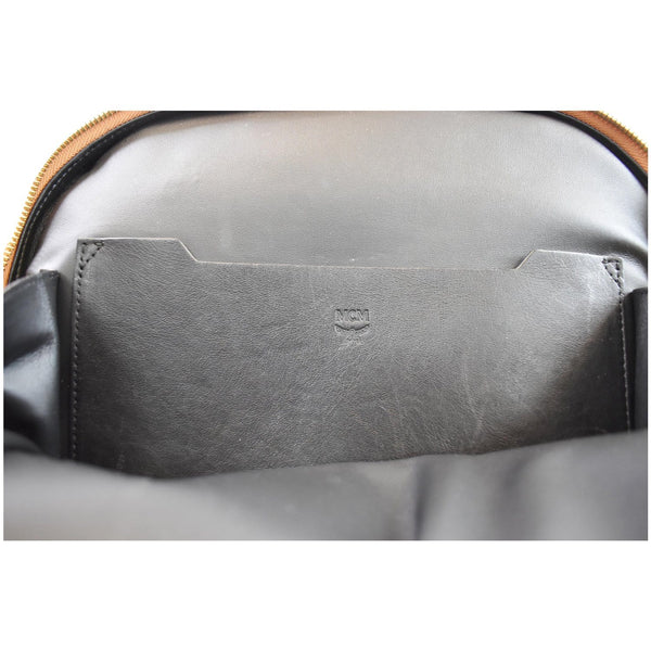 MCM Duke Visetos Medium Canvas Leather Backpack Cognac