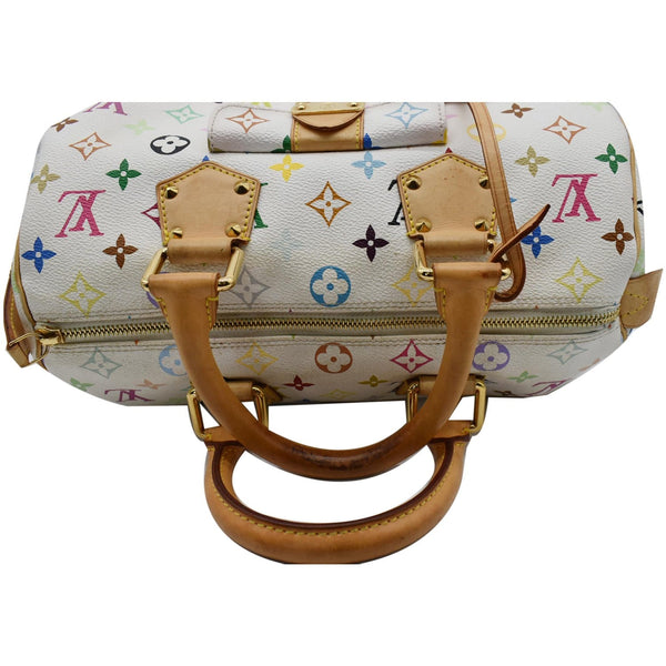 LOUIS VUITTON Speedy 30 Monogram Multicolor Satchel Bag White