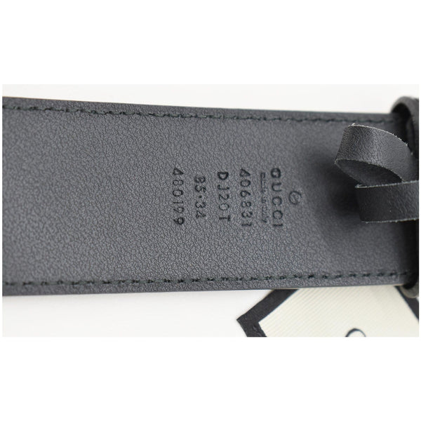 GUCCI Double G Buckle Textured Leather Belt Black 406831 Size 85.34