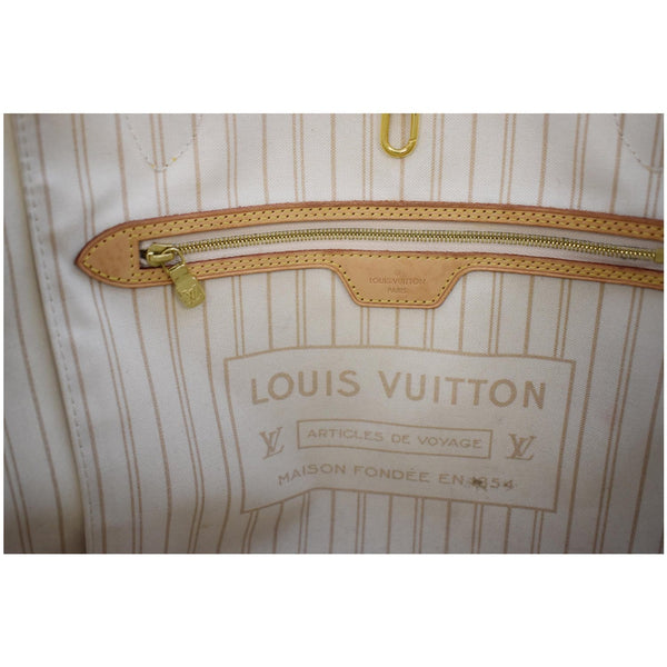 LOUIS VUITTON Neverfull MM Damier Azur Tote Shoulder Bag White
