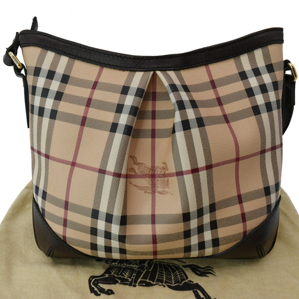 BURBERRY Haymarket Check Canvas Crossbody Bag Beige