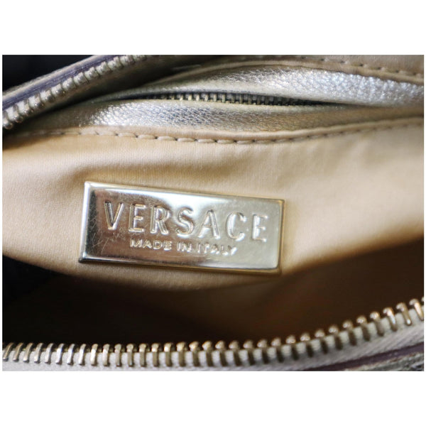 VERSACE Snap Out Of It Medusa Jacquard Boston Handbag Silver