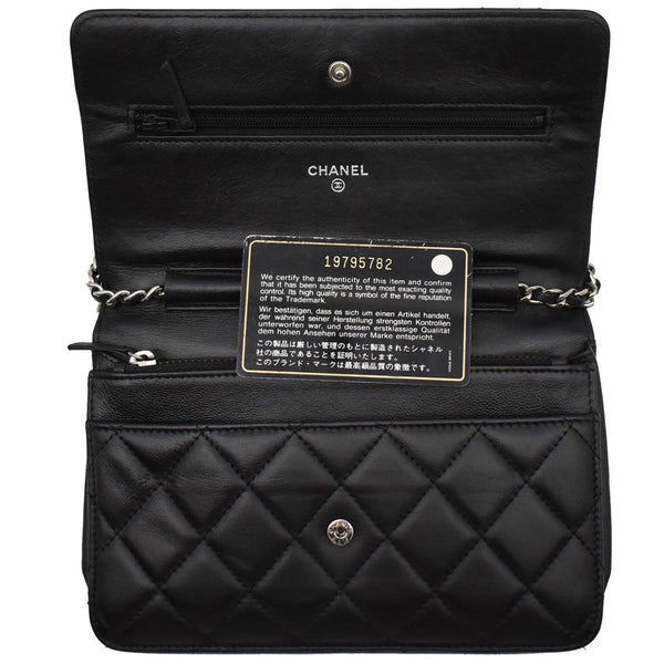 CHANEL WOC Lambskin Leather Chain Crossbody Bag Black