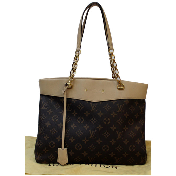 Front View Lv Pallas Chain Shopper Monogram Canvas Bag