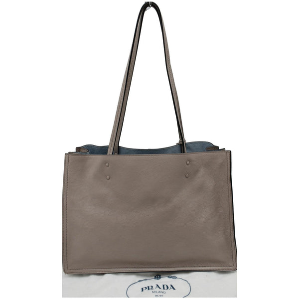 Prada Glace Calf Leather Etiquette Tote Bag Taupe 1BG122v