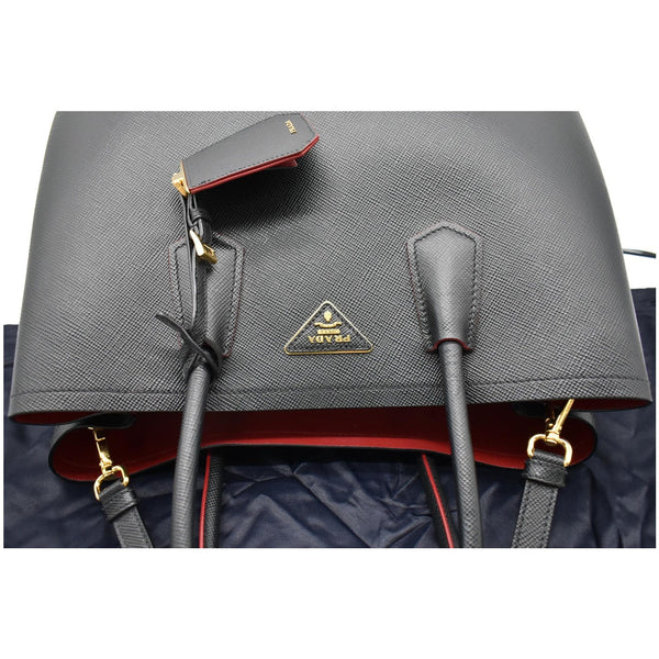 PRADA Double Handle Saffiano Leather Tote Shoulder Bag Black