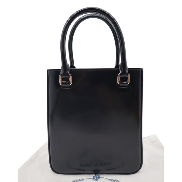 Prada Small Brushed Leather Tote Shoulder Bag Black - DDH