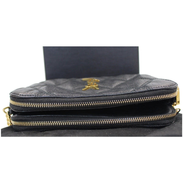 YVES SAINT LAURENT Becky Double Zip Lambskin Leather Crossbody Bag Black