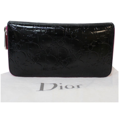 Christian Dior Diorissimo Patent Leather Zip Around Wallet - Black | DDH