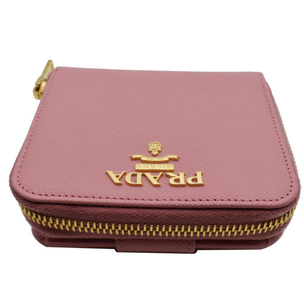 PRADA Small Saffiano Leather Zip Around Wallet Pink