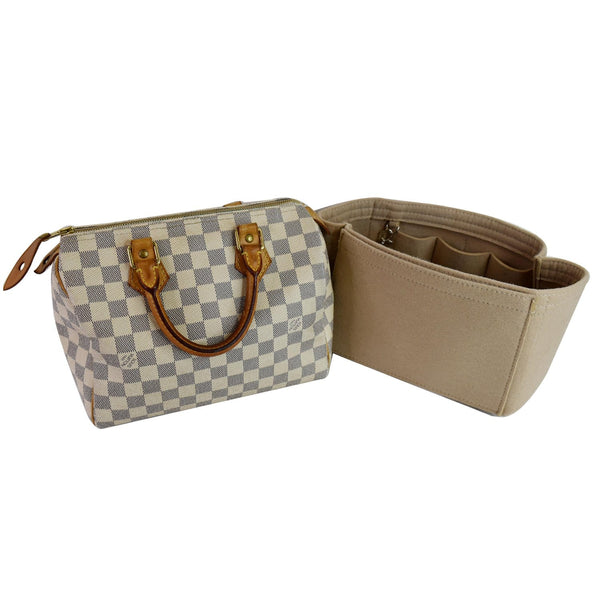 LOUIS VUITTON Speedy 25 Damier Azur Satchel Bag White