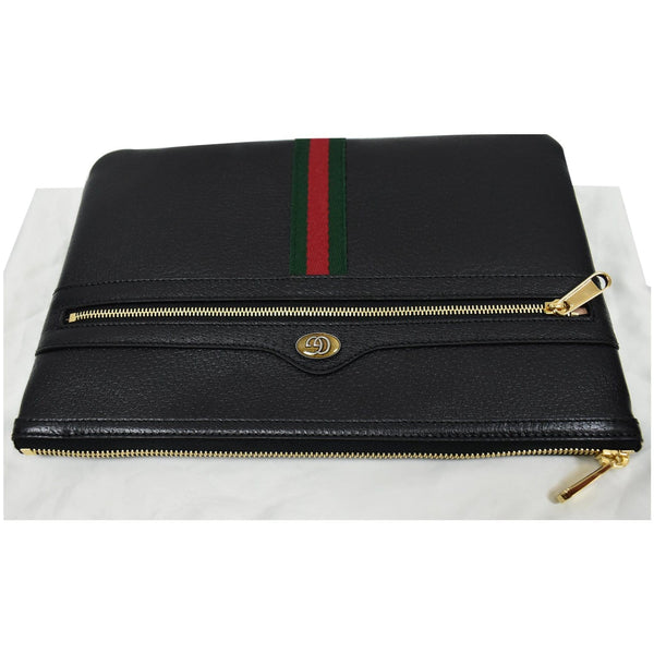 GUCCI Large Ophidia GG Leather Pouch Clutch Bag Black 517551