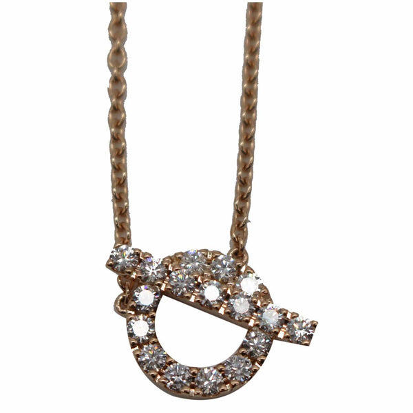 HERMES Finesse 18K Rose Gold Diamond Pendant Necklace