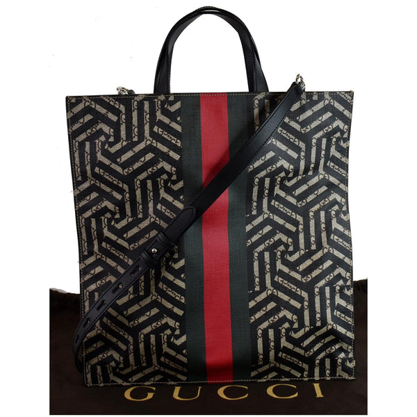 GUCCI Caleido Print Web Canvas Tote Bag Beige/Black 450950