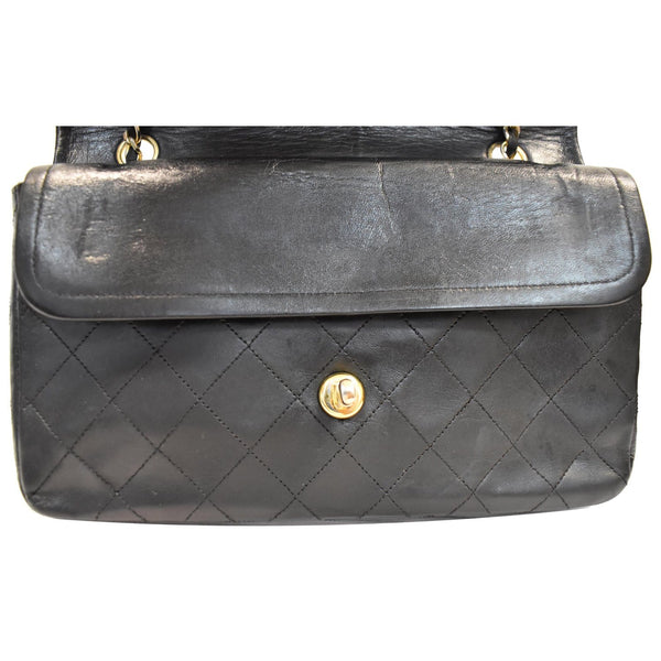 CHANEL CC Vintage Classic Medium Double Flap Calf Shoulder Bag Black