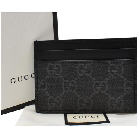 GUCCI Kingsnake Print GG Supreme Monogram Card Case Black 451277