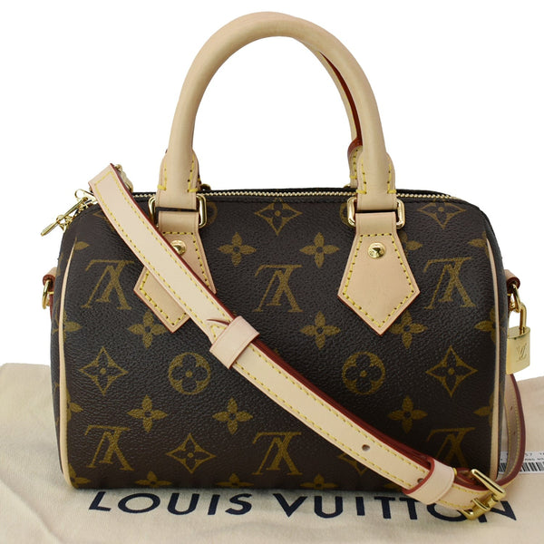 LOUIS VUITTON Speedy Bandouliere 20 Monogram Canvas Crossbody Bag Brown