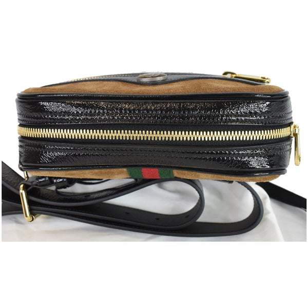 Gucci Ophidia Small Suede Web Belt Waist Bag Brown - zip closure