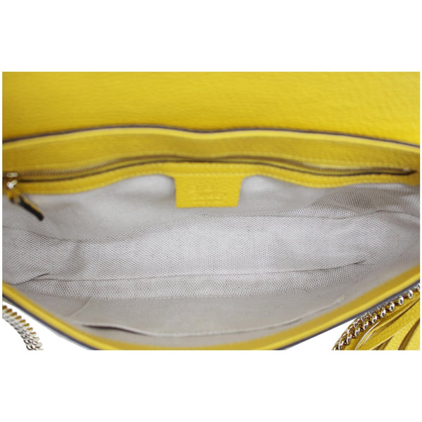 GUCCI Soho Chain Flap Leather Crossbody Bag Yellow 536224