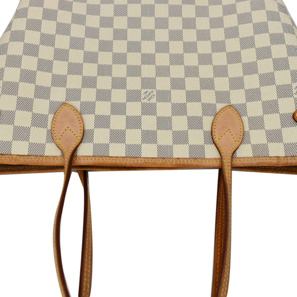 LOUIS VUITTON Neverfull MM Damier Azur Tote Bag Rose Ballerine