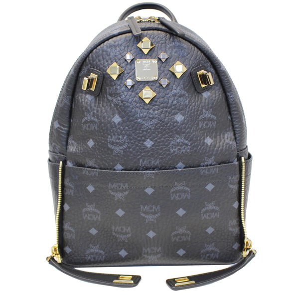 MCM Stark Visetos Backpack Bag Black - front view
