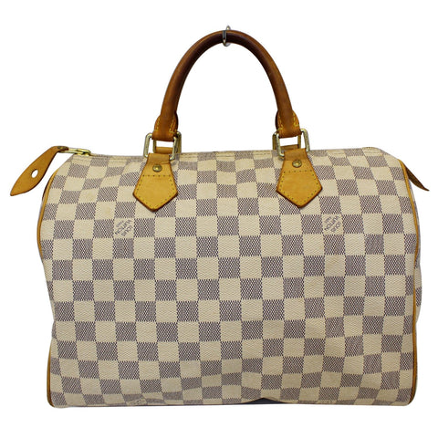 LOUIS VUITTON Speedy 30 Damier Azur Satchel Handbag White-US