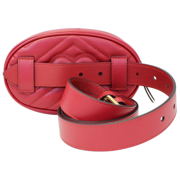 GUCCI GG Marmont Matelasse Leather Belt Bag 476434 Red