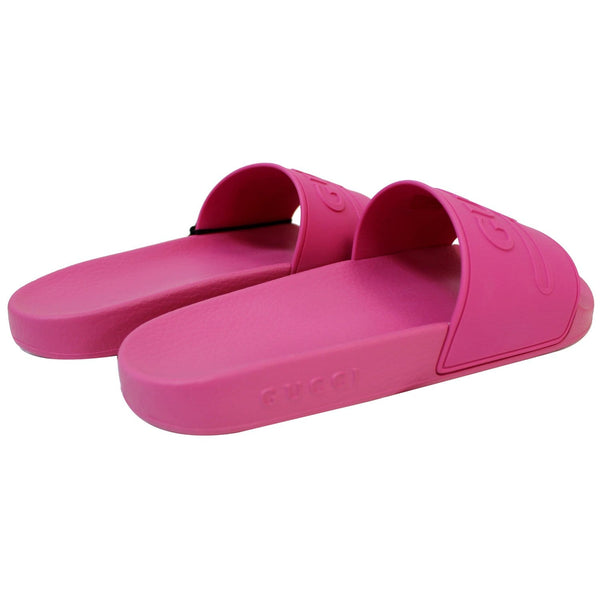 GUCCI Logo Rubber Slide Sandal Pink Size 11 522887