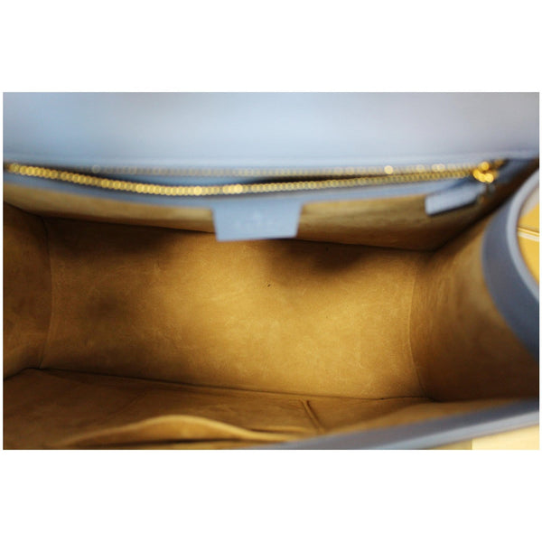 GUCCI Sylvie Embroidered Leather Medium Top Handle Bag Blue 431665