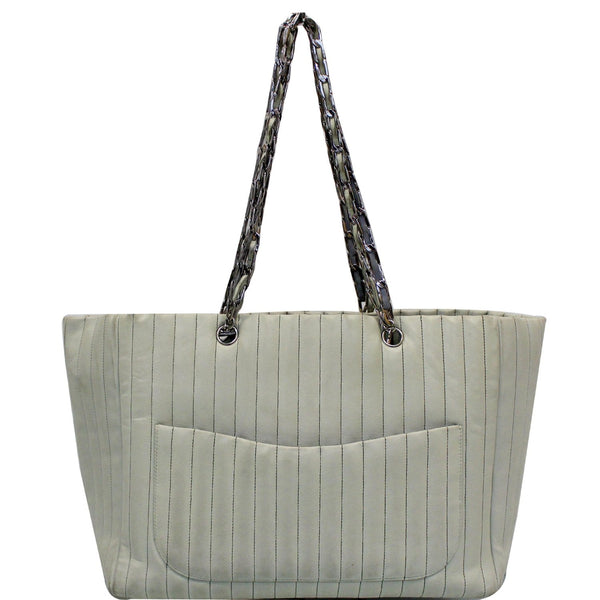 Chanel Tote Bag Large CC Chain Lambskin Cream front view