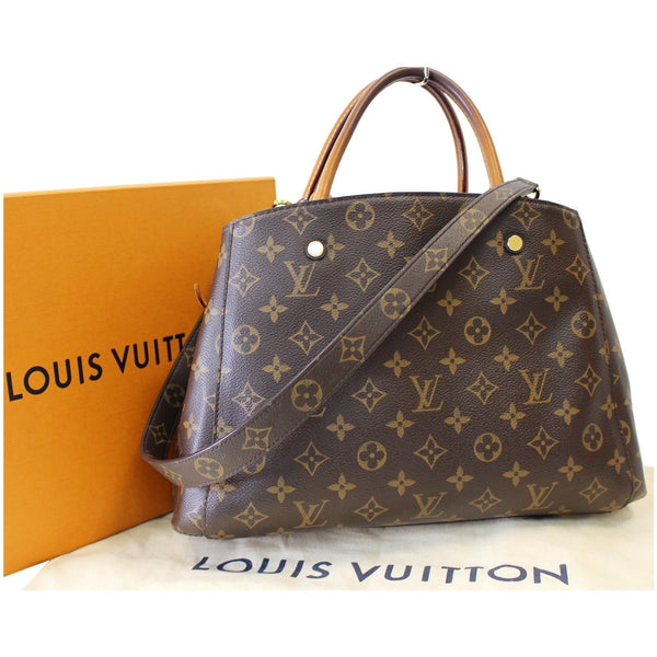LOUIS VUITTON Montaigne MM Monogram Canvas Shoulder Bag Brown