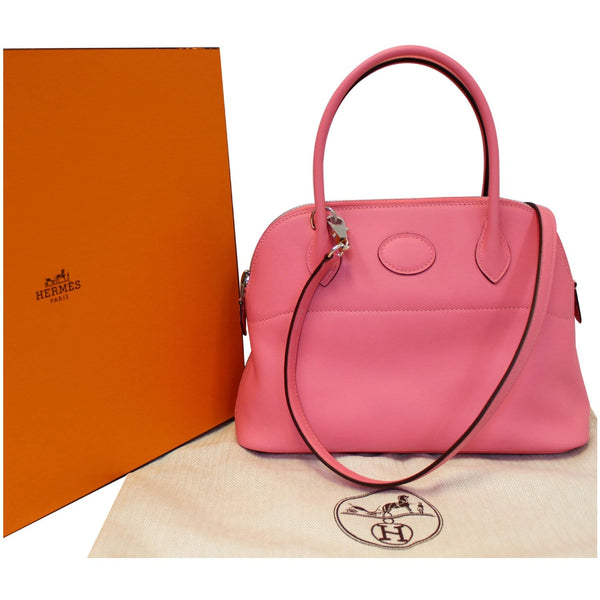 HERMES Bolide 27 Swift Calfskin Shoulder Bag Rose Azalee Pink-US