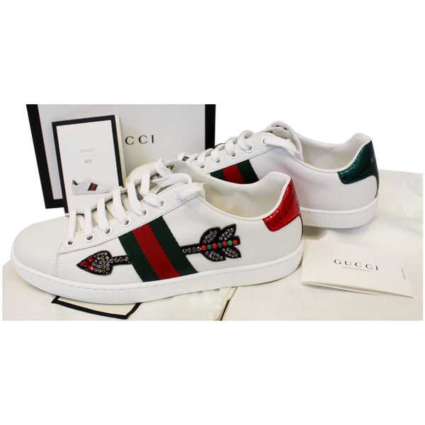 GUCCI Ace Embroidered Arrow Logo Sneakers Size US 7.5