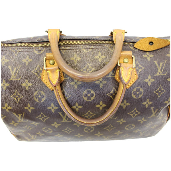 LOUIS VUITTON Speedy 35 Monogram Canvas Satchel Handbag Brown-US