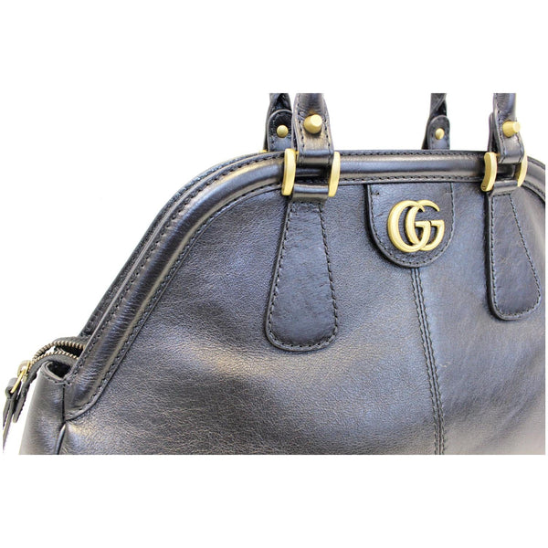 GUCCI Rebelle Top Handle Black Leather Satchel Handbag-US