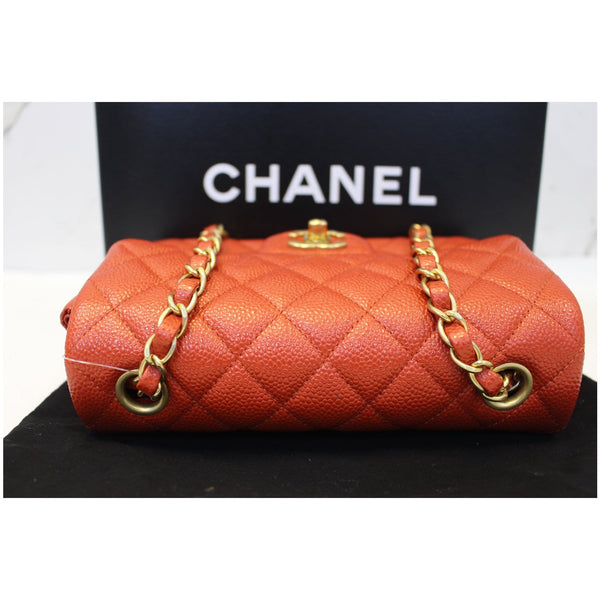 CHANEL Pearl Red Caviar Leather Mini Rectangular Flap Bag-US