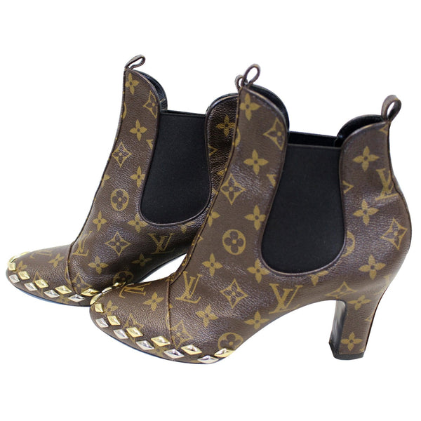 LOUIS VUITTON Monogram Canvas El Dorado Ankle Booties Size 41-US