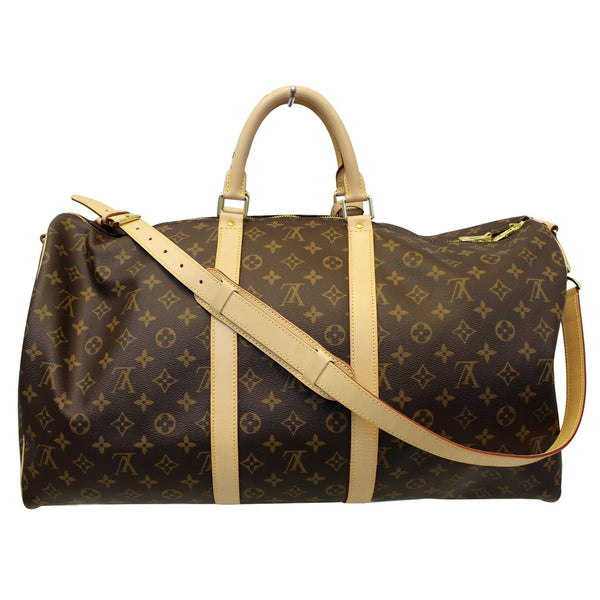 LOUIS VUITTON Keepall 55 Bandouliere Monogram Canvas Travel Bag Brown