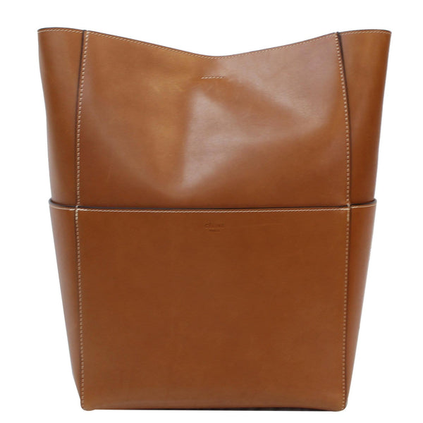 CELINE Sangle Bucket Soft Grained Calfskin Tote Bag Tan