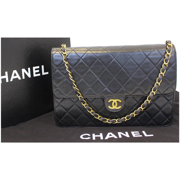 CHANEL Matelasse 25 Lambskin Leather Shoulder Bag Black