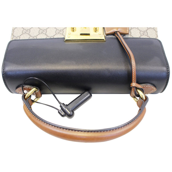 GUCCI Small Padlock GG Supreme Monogram Top Handle Crossbody Bag 45318-US