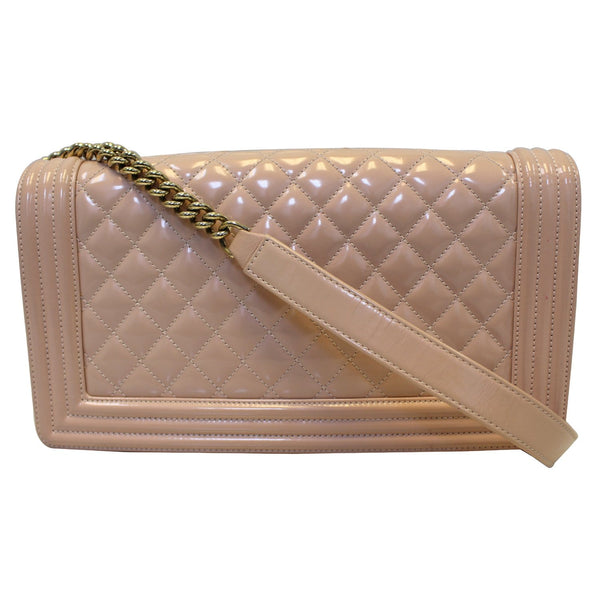 CHANEL Medium Boy Patent Leather Flap Bag Light Pink