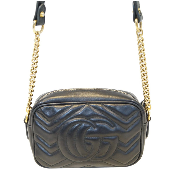GUCCI GG Marmont Matelasse Mini Leather Crossbody Bag Black 448065