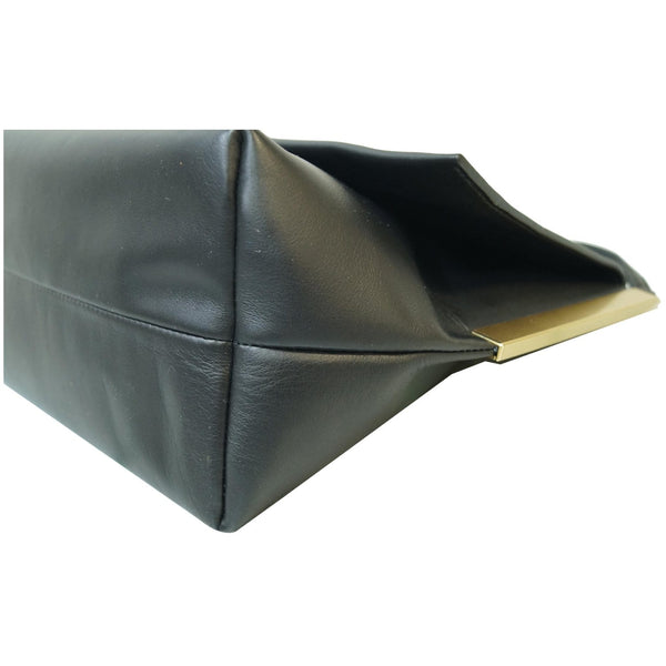 CELINE Flap Clasp Smooth Calfskin Shoulder Bag Black