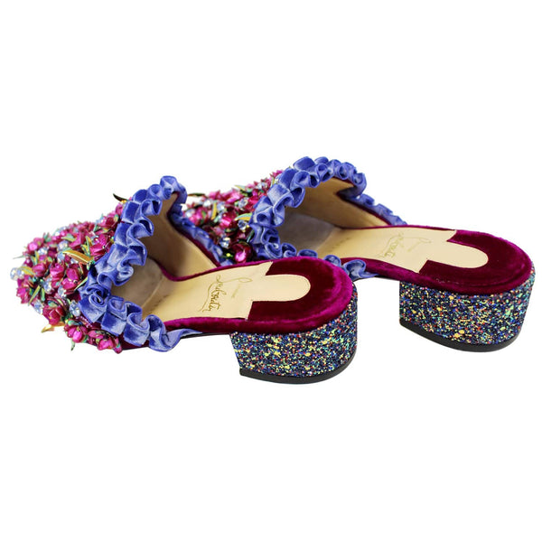 CHRISTIAN LOUBOUTIN Babouchkaflor Velvet Red Sole Mule Flats US 5-US