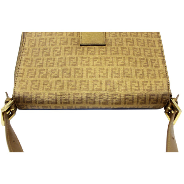 Fendi Forever Mama Zucca Canvas Gold Shoulder Bag bottom view