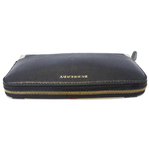 BURBERRY Elmore House Check Calfskin Zip Around Wallet Black-US