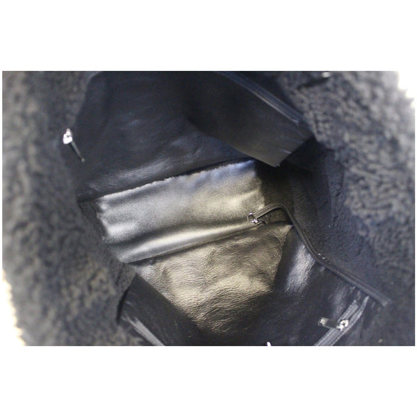 Chanel Tote Bag Cozy CC Shearling and Lambskin Black - inside view