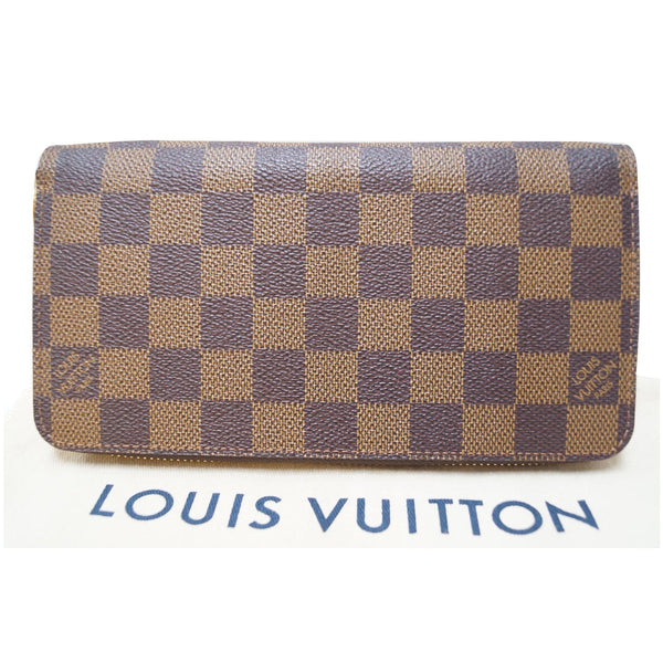 LOUIS VUITTON Zip Around Damier Ebene Wallet Brown